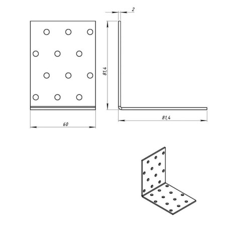 Fixing corner 80 x 80 x 60 x 2 mm, galvanized-1