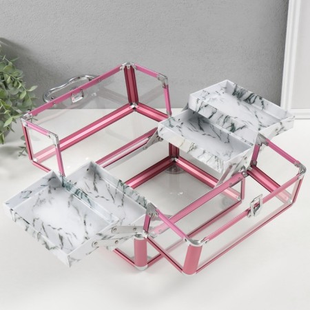 Casket Plastic Metal Carcass "Pink metallic" 18x25x18 cm-2