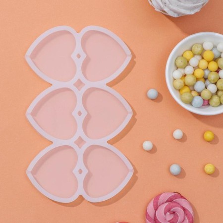Form for the candies "Love", silicone, 16 × 10 × 0.7 cm, 6 cells, white color