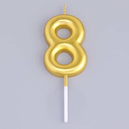 Candle in the Cake "European", number "8", 6 cm, gold-2
