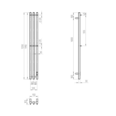 Electric towel "Dvin" X-3 Plaza Neo, 1200x120 mm, dimmer, white-3