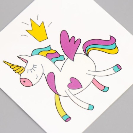 Tattoo on the body color "Unicorn with crown" 6x6 cm-1
