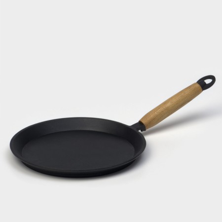 Pan pancake cast iron magma, d = 22 cm, h = 1.5 cm, wooden handle