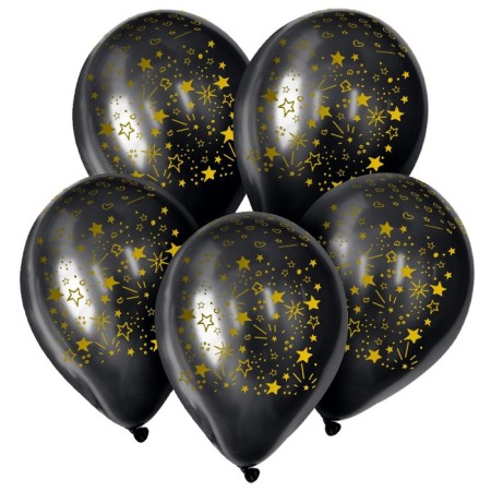 Latex ball 12 "Star rain", pastel, set 25 pcs., Black color-1