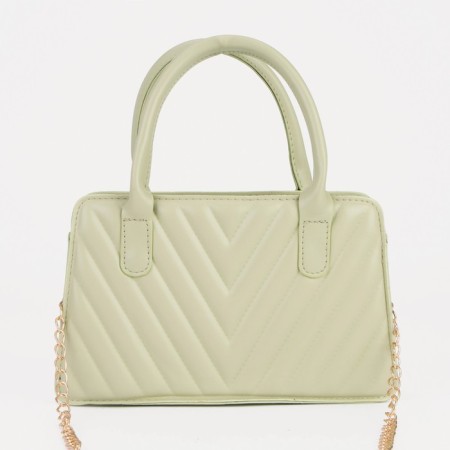 Bag Women's Tout with zipper, long belt, green color