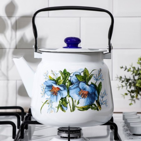 Kettle with the “Blue Flowers” ​​button, 3.5 l, induction, white color-4