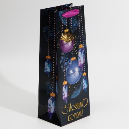 Package for the bottle "New Year", 13 x 36 x 10 cm, New Year-2