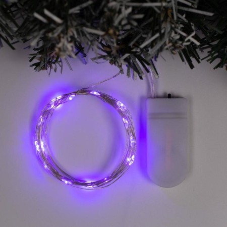 Garland “thread” 2 m dew, ip20, silver thread, 20 LED, purple glow, CR2032x2