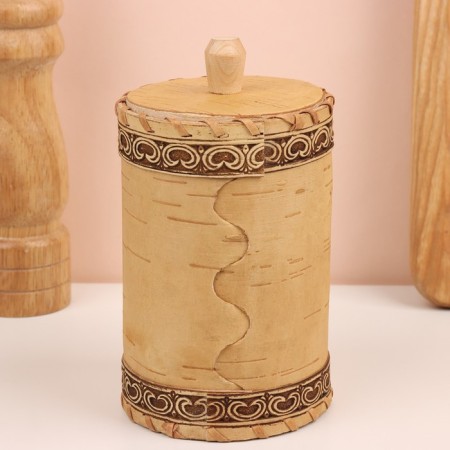 TUES for spices "Hamster", sugar, 8x8x14 cm, birch bark-1