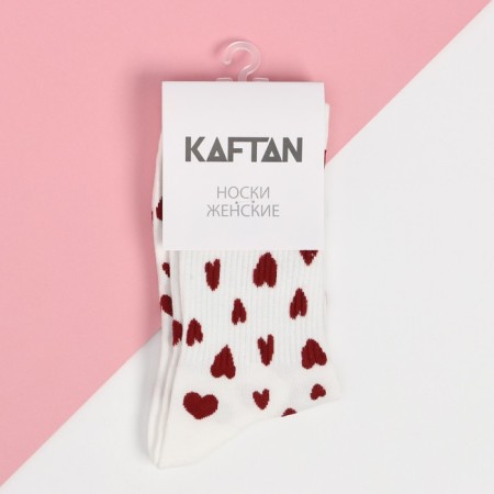 Women's socks kaftan "hearts" size 36-39 (23-25 ​​cm), white-2