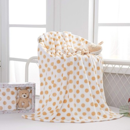 Baby plaid with a toy, size 90x120 cm, beige color-1