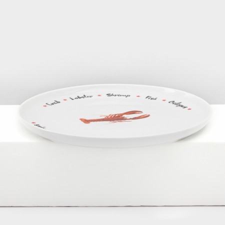 Set of porcelain plates for Sealife pizza, 7 objects, Mix drawing-8