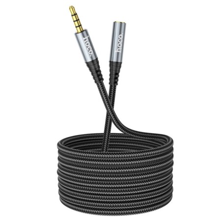 Hoco UPA20, Jack 3.5 mm (M) cable - jack 3.5 mm (F), 2 m, nylon, gray-5