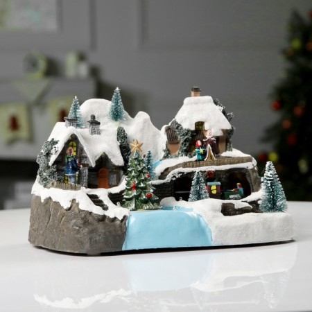 LED figure "New Year's stores" 31 × 27 × 21 cm, polystone, AAX3 batteries (not in the kit), USB, glow warm white-1