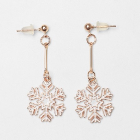 Earrings "Snowflakes" hanging, white color in gold-2