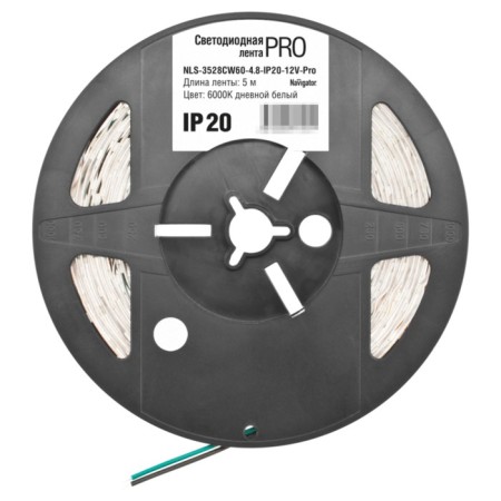 JAZZWAY LED strip 8 mm, 5 m, IP20, 3528, 60 LED/m, 4.8 W/m, 12 V, 6000K, glow cold white
