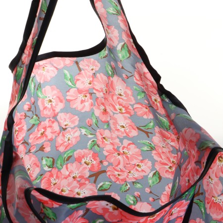 Household bag without fastening, folding, gray/pink color-2