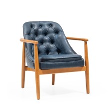 Aesthetics living room, Buk frame, polyester fabric, Dark Azure color