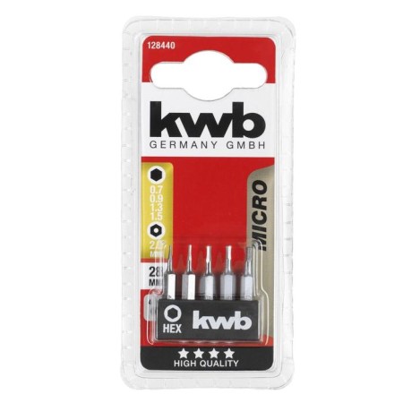 Bit KWB Micro, 28 mm, steel TQ60, HEX0.7/0.9/1.3/1.5/2, 5 pcs-1