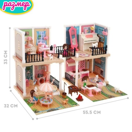 House for dolls "Dream" with a doll, pets and accessories-1
