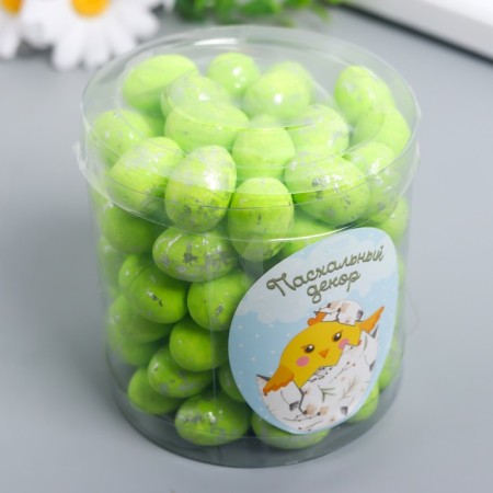 Easter decor "Egg - silver speck" set 100 pcs green 1.5x1.8 cm, 8x8x8 cm-2
