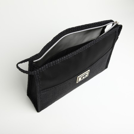 Cosmetic bag with lightning, black color-2