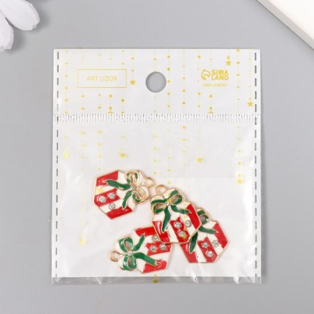 Decor for creativity Metal "Gift" enamel, rhinestones 2.5x1.8 cm-4