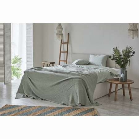 Bilateral veil of muslin grassy green color Essential, size 180x250 cm-9