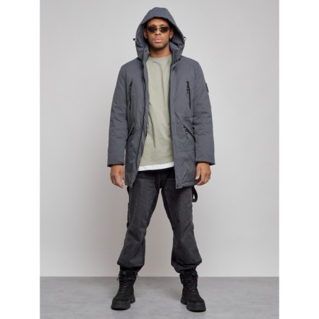 Lenced male winter park, size 58, dark gray color-4
