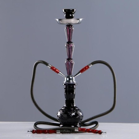 Hookah Silent Night, 50 cm, 2 tubes, black flask, shaft chrome