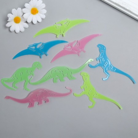 Phosphorus sticker "dinosaurs" with glue pads set of 8 pcs mix 19x13 cm