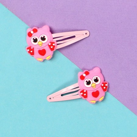 Invisibility for hair "Abel" (set 2 pcs) owl, 5 cm, pink-1