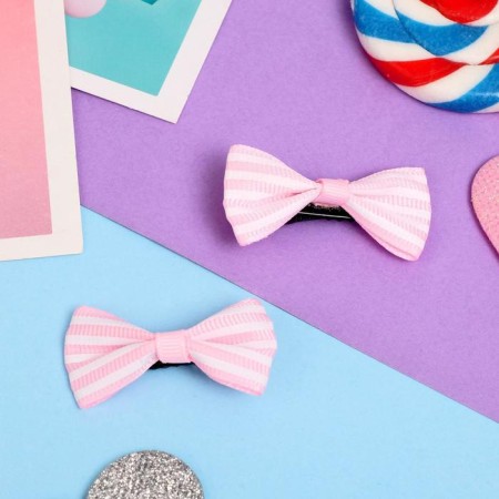 Hair clamp "Bow" stripes, 4 cm, mix