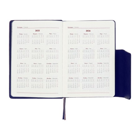 Dated 2025 diary, A5, 176 sheets of Escalada, a solid cover made of artificial leather, pancake embossing, lies, cream block 70 g/m2, blue-9