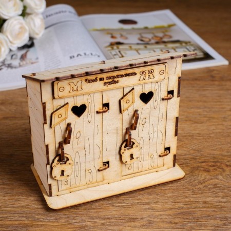 Wooden piggy bank "Double toilet"