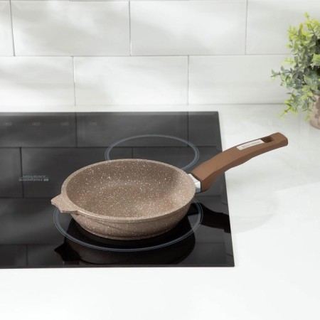 Granite Brown pan, d = 18 cm, plastic handle, anti -stick coating, brown color-4