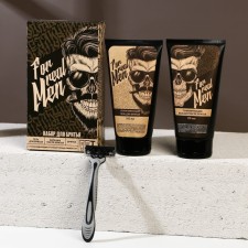 The gift set of cosmetics for Real Man, shaving gel 110 ml, balm after shaving 110 ml, razor, Hard line