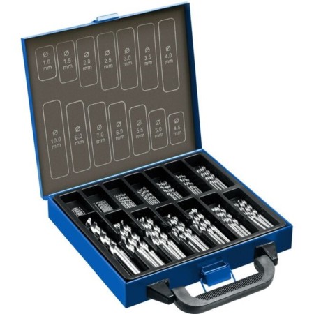 Set of drill on metal bison, p6m5, cylindrical shank, 1-10 mm, 99 pcs, class a, case