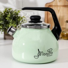 A kettle with a whistle Maestro, 3 l, a fixed handle, induction, the color is light salut