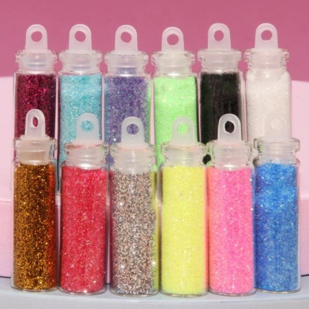 Sparkles for decor, small, set of 12 bottles, multi -colored