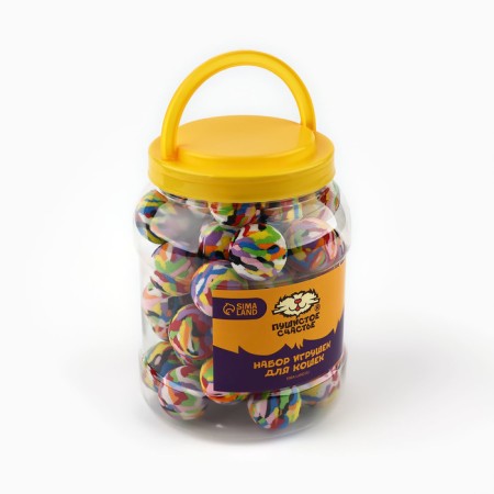 Ball for cats, 3.5 cm, packing in a jar of 50 pcs, multi -colored-2