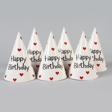 Paper cap Happy Birthday, (set 6 pcs)-3