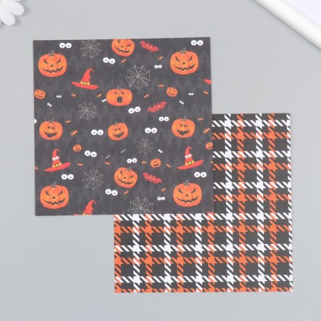 A set of scrapbooking paper 12 sheets 12 Halloween designs 160 grams 15.2x15.2 cm-2