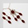 Set 2 objects: earrings, pendant "kaleidoscope", red-white color in gold, 48 cm