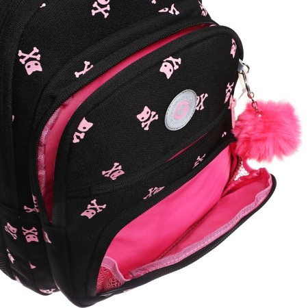 School backpack, 39 x 30 x 20 cm, Grizzly, ergonomic back, + keychain, black-9