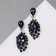 Earrings with rhinestones "carnival" chic, blue color in black silver