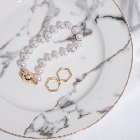 Earrings Metal "Geometry" hexagon-2