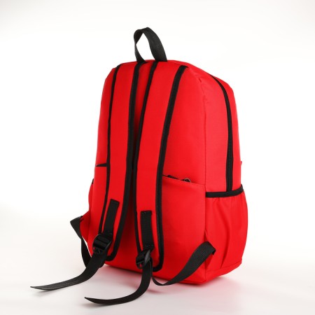 School backpack on a zipper, 4 pockets, red color-3