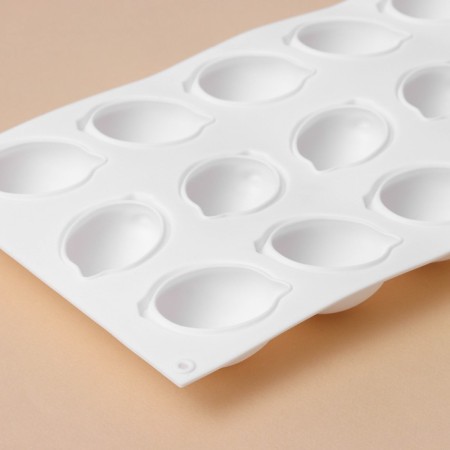Form for mousse desserts and baking konfinetta “lemons”, silicone, 29 × 17 × 3 cm, 15 cells (5.5 × 4 cm), white color-3