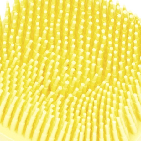 Brush for washing and massage of animals, with a container for shampoo, yellow-4